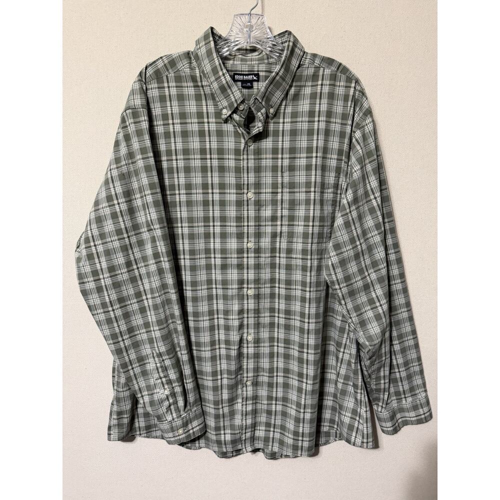 Eddie Bauer Outdoor Outfitters Button‎ Down Shirt XXL Long Sleeves Green Plaid